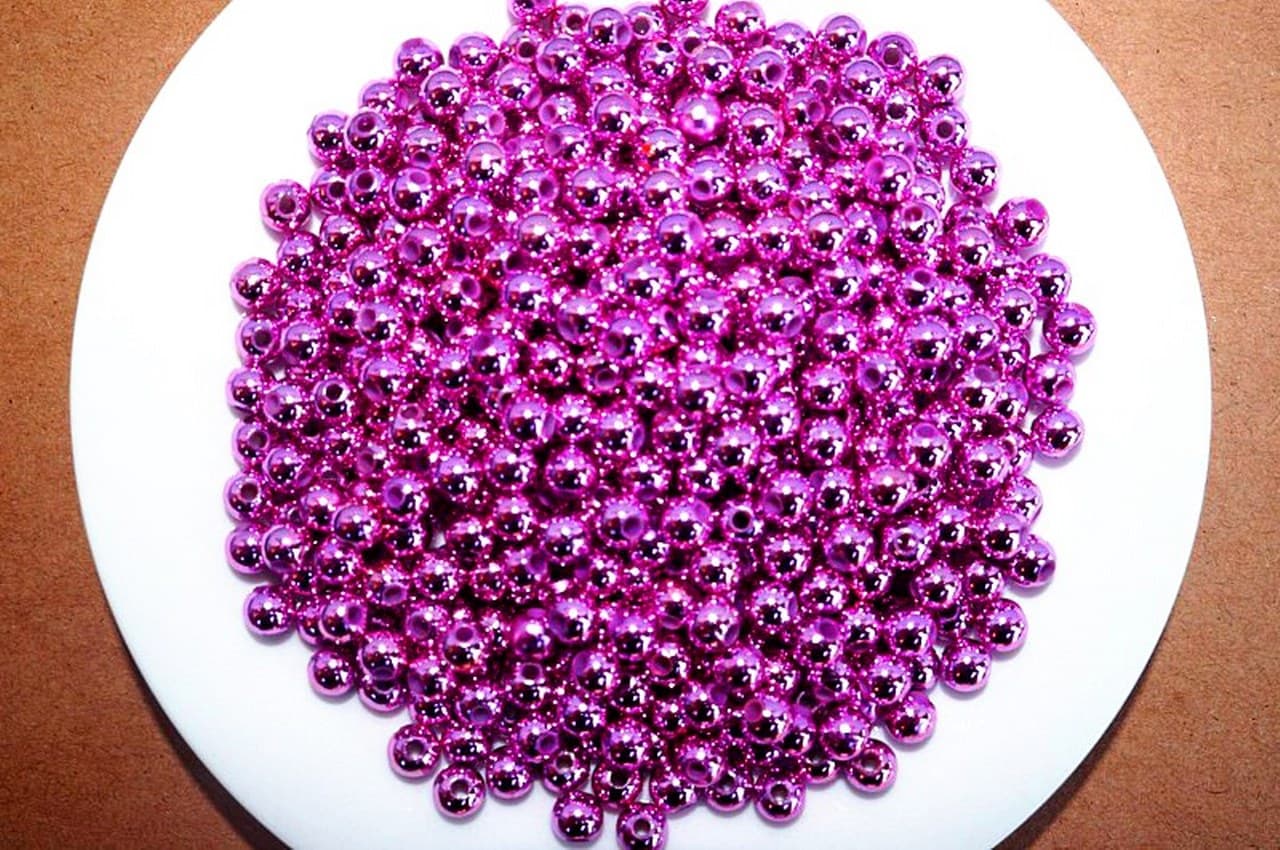 Perełki metalizowane, śr. 8mm/50g, amarantowe