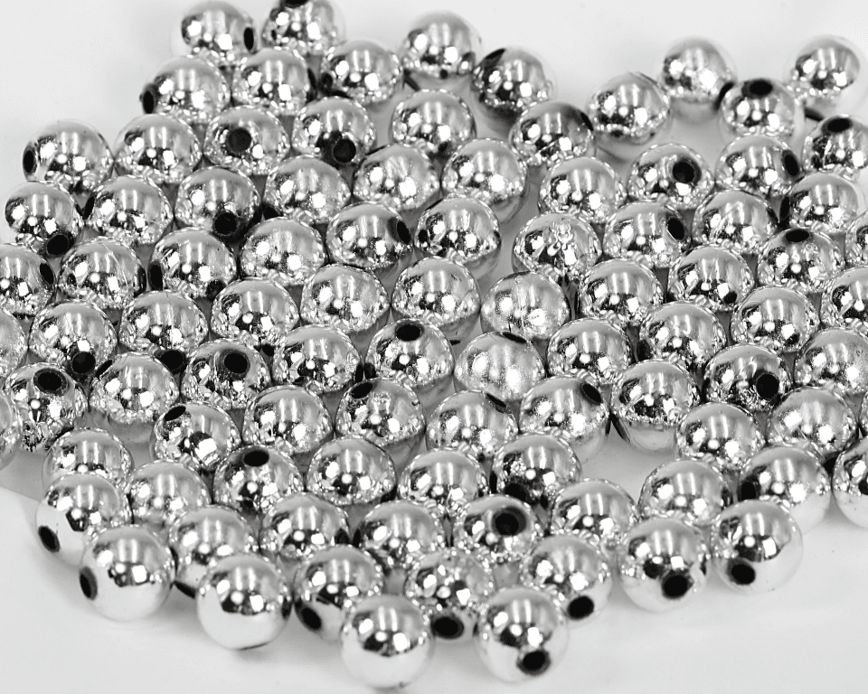 Perełki metalizowane, śr. 10mm/50g, srebrne