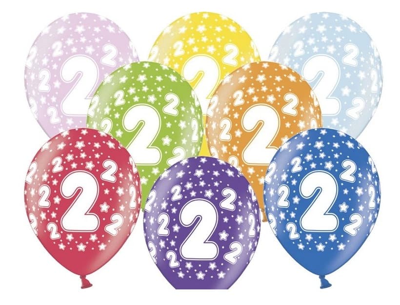 Balon urodzinowy, wys. 30 cm, cyfra 2