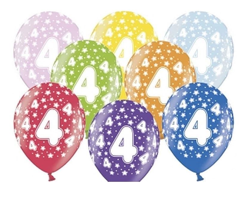 Balon urodzinowy, wys. 30 cm, cyfra 4