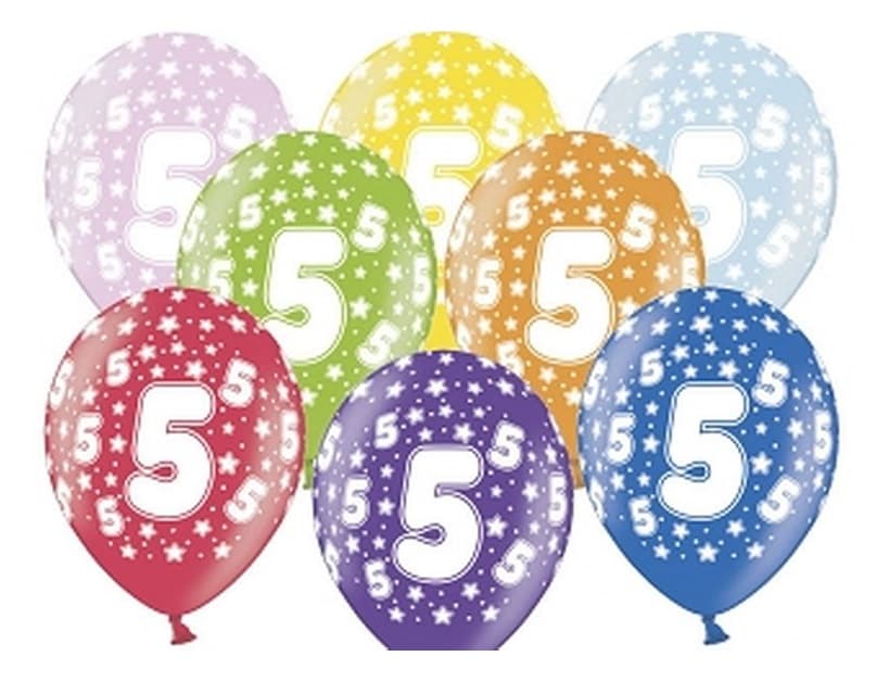 Balon urodzinowy, wys. 30 cm, cyfra 5