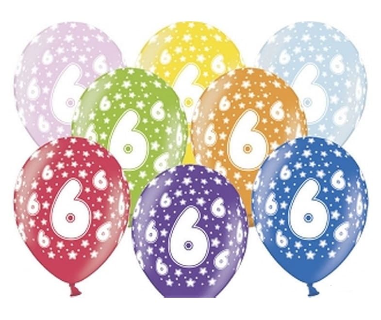 Balon urodzinowy, wys. 30 cm, cyfra 6