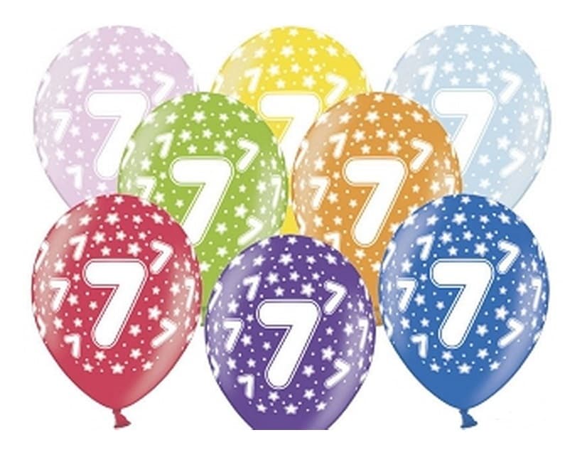 Balon urodzinowy, wys. 30 cm, cyfra 7