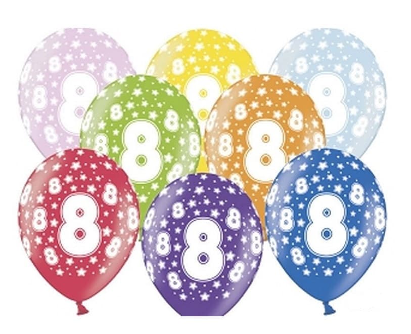Balon urodzinowy, wys. 30 cm, cyfra 8