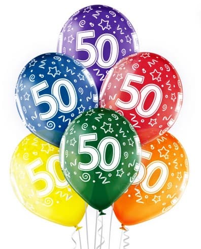 Balon urodzinowy, wys. 30 cm, cyfra 50