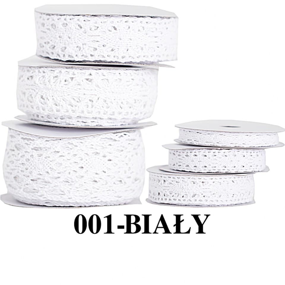 Wstążka materiałowa koronka 10mm/5y, biała