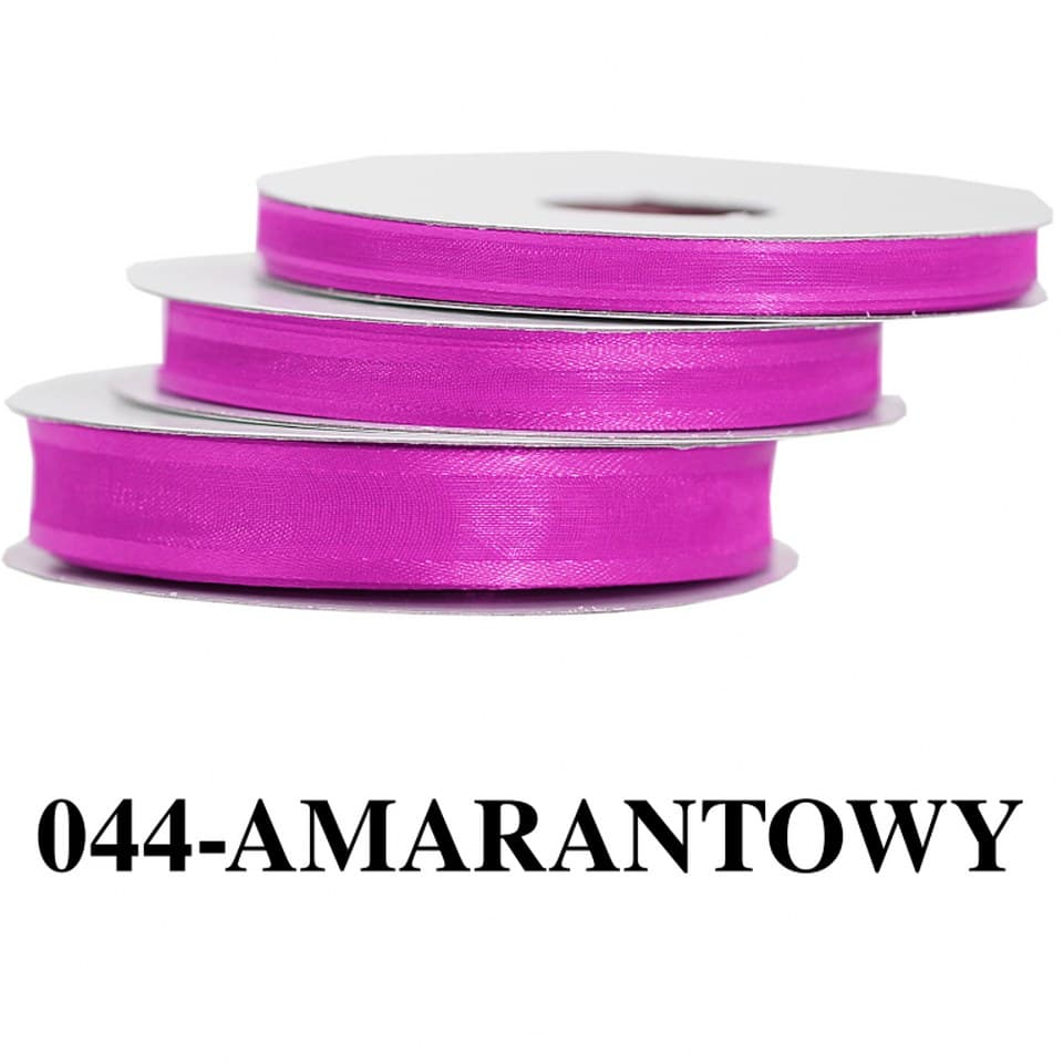 Wstążka szyfonowa z lamówką, 9mm/22mb, amarantowa 