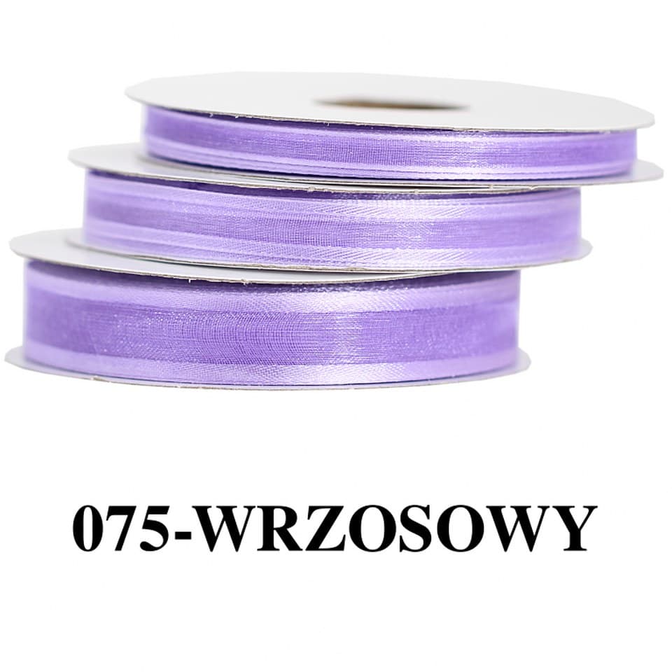 Wstążka szyfonowa z lamówką, 9mm/22mb, wrzosowa
