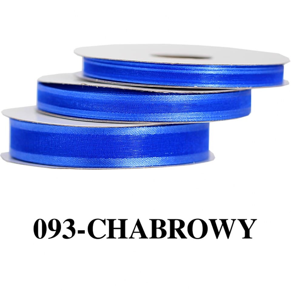 Wstążka szyfonowa z lamówką, 6mm/22mb, chabrowa