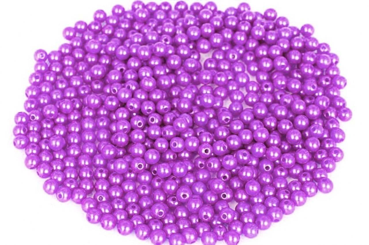 Koraliki (perełki) z dziurką, śr. 6mm wrzosowe