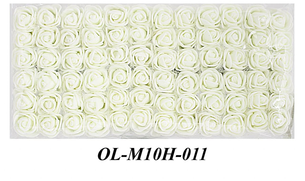 Piankowe kwiaty z tiulem śr.2,5cm/6x12szt, j. krem