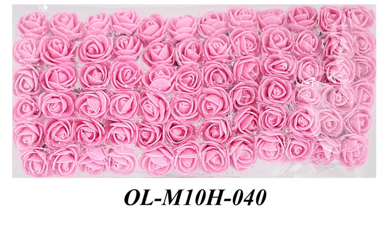 Piankowe kwiaty z tiulem śr.2,5cm/6x12szt, różowe