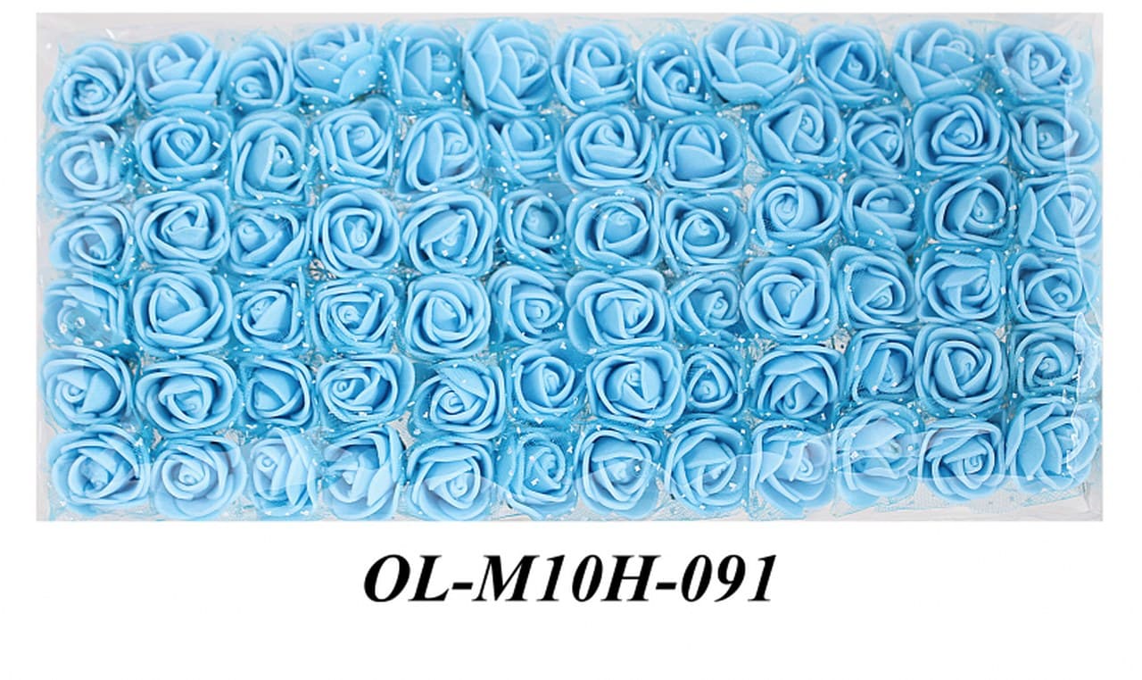 Piankowe kwiaty z tiulem śr.2,5cm/6x12szt błękitne