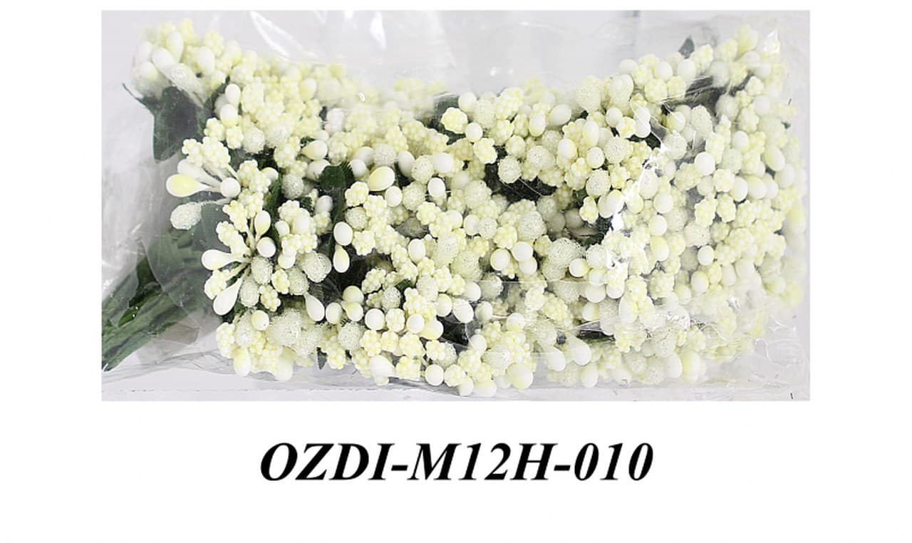 Pręciki na drucie ryż+kulki śr.2cm/6x12szt kremowe