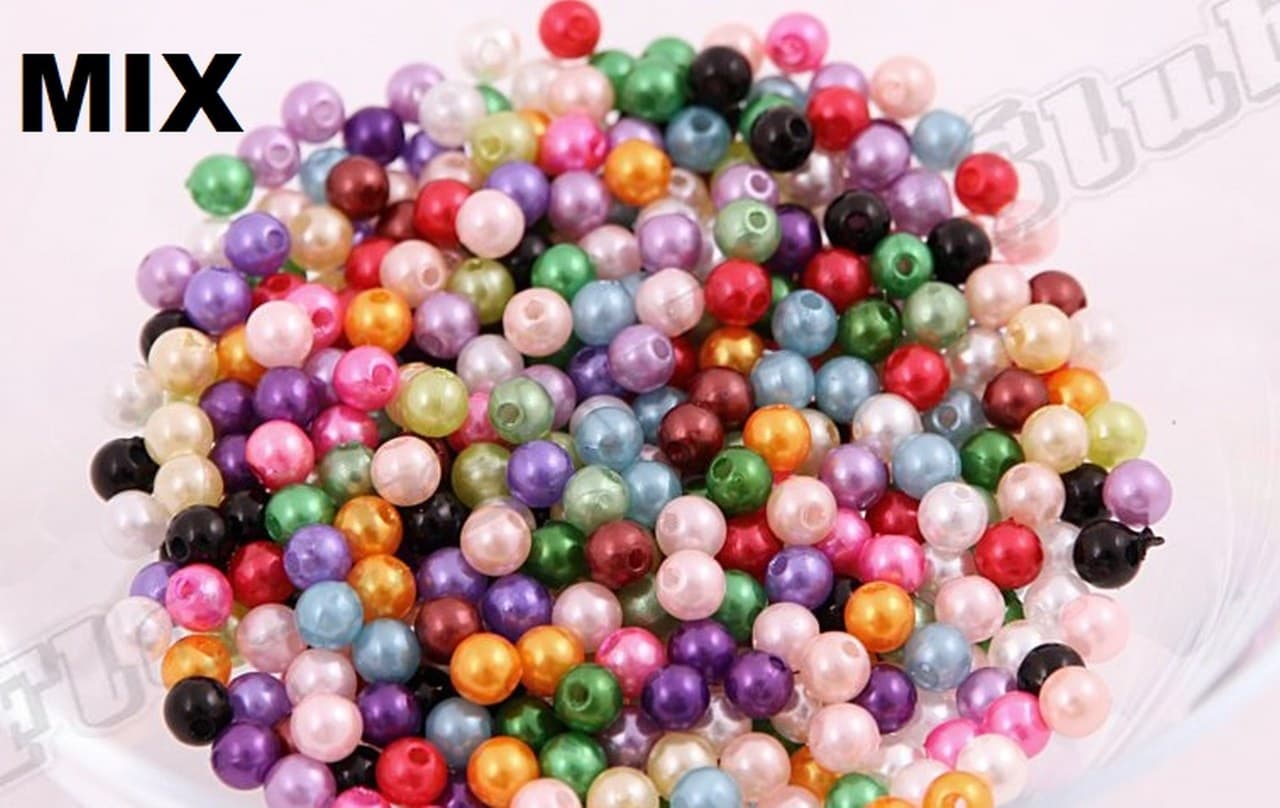 Koraliki (perełki) z dziurką, śr. 6mm miks kol.