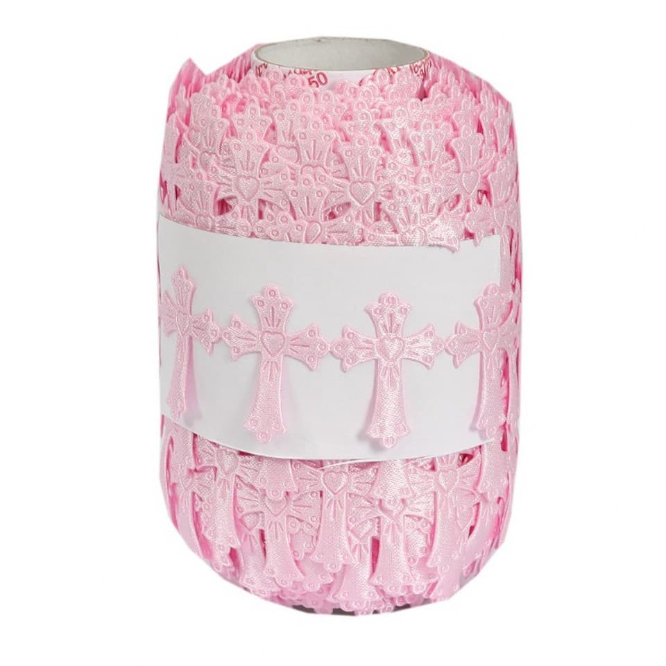 Aplikacje krzyżyk 25x30mm, 44szt. różowy