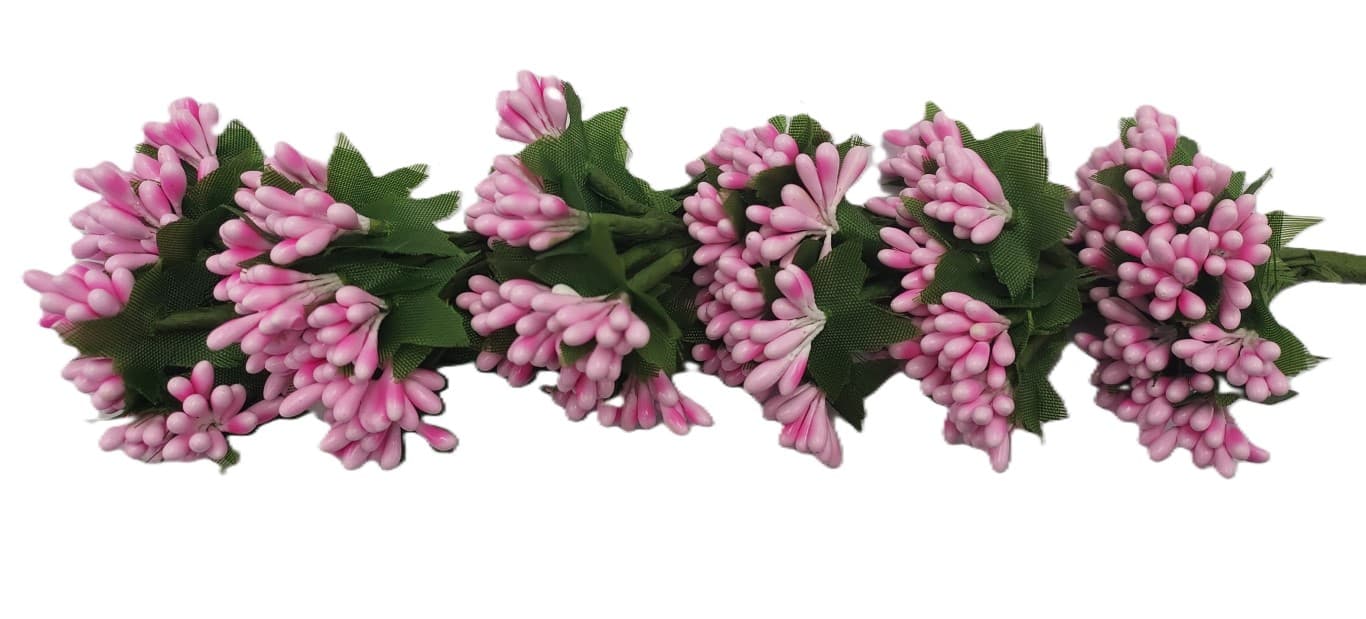 Pręciki na drucie ryż śr.2cm/6x12szt, różowe