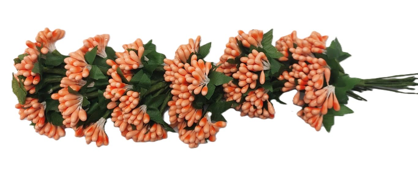 Pręciki na drucie ryż śr.2cm/6x12szt, łososiowe