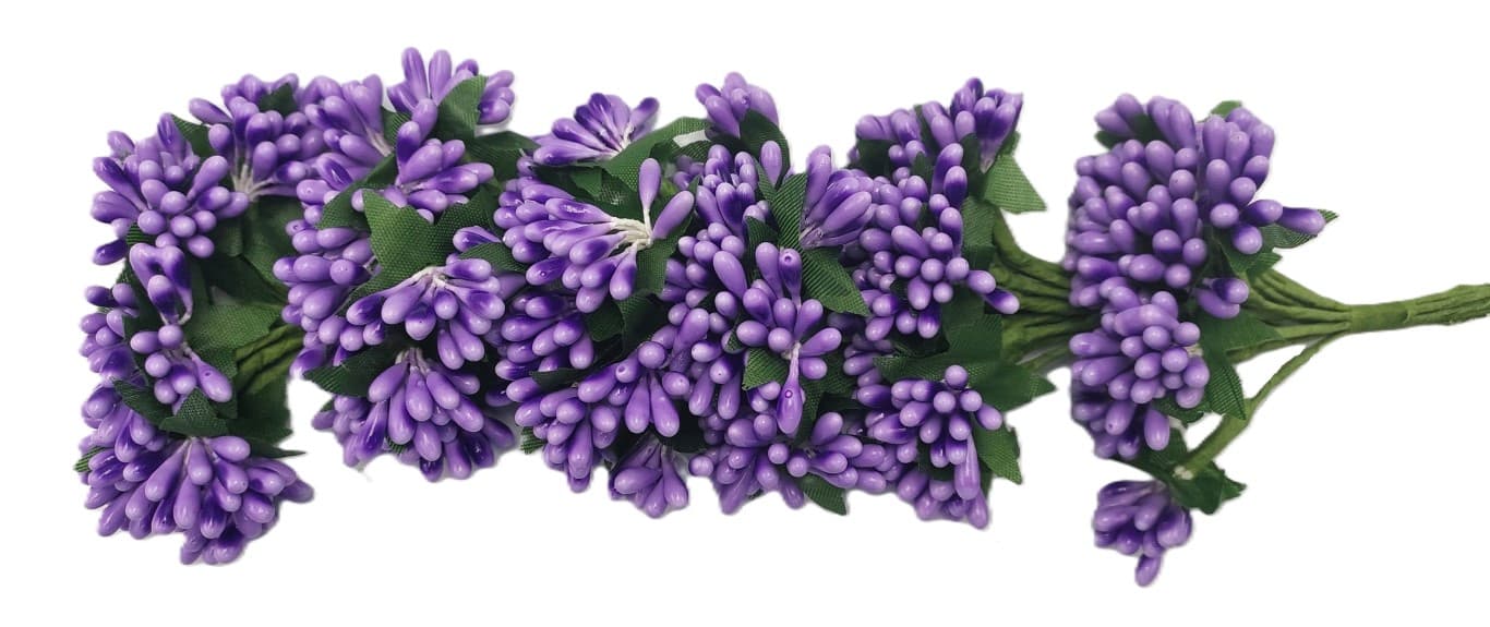 Pręciki na drucie ryż śr.2cm/6x12szt, wrzosowe