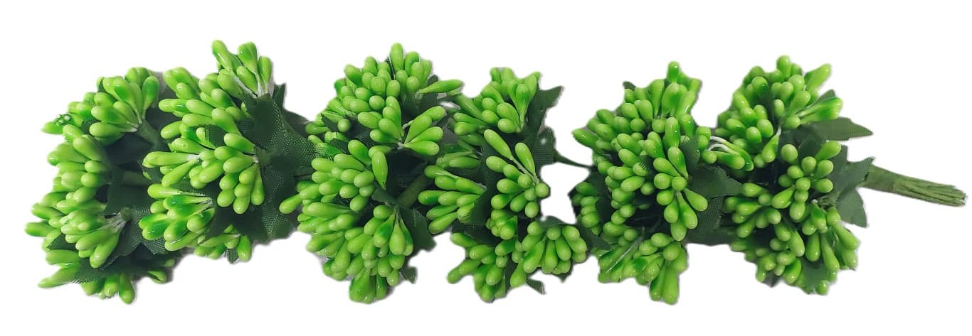 Pręciki na drucie ryż śr.2cm/6x12szt, seledynowe