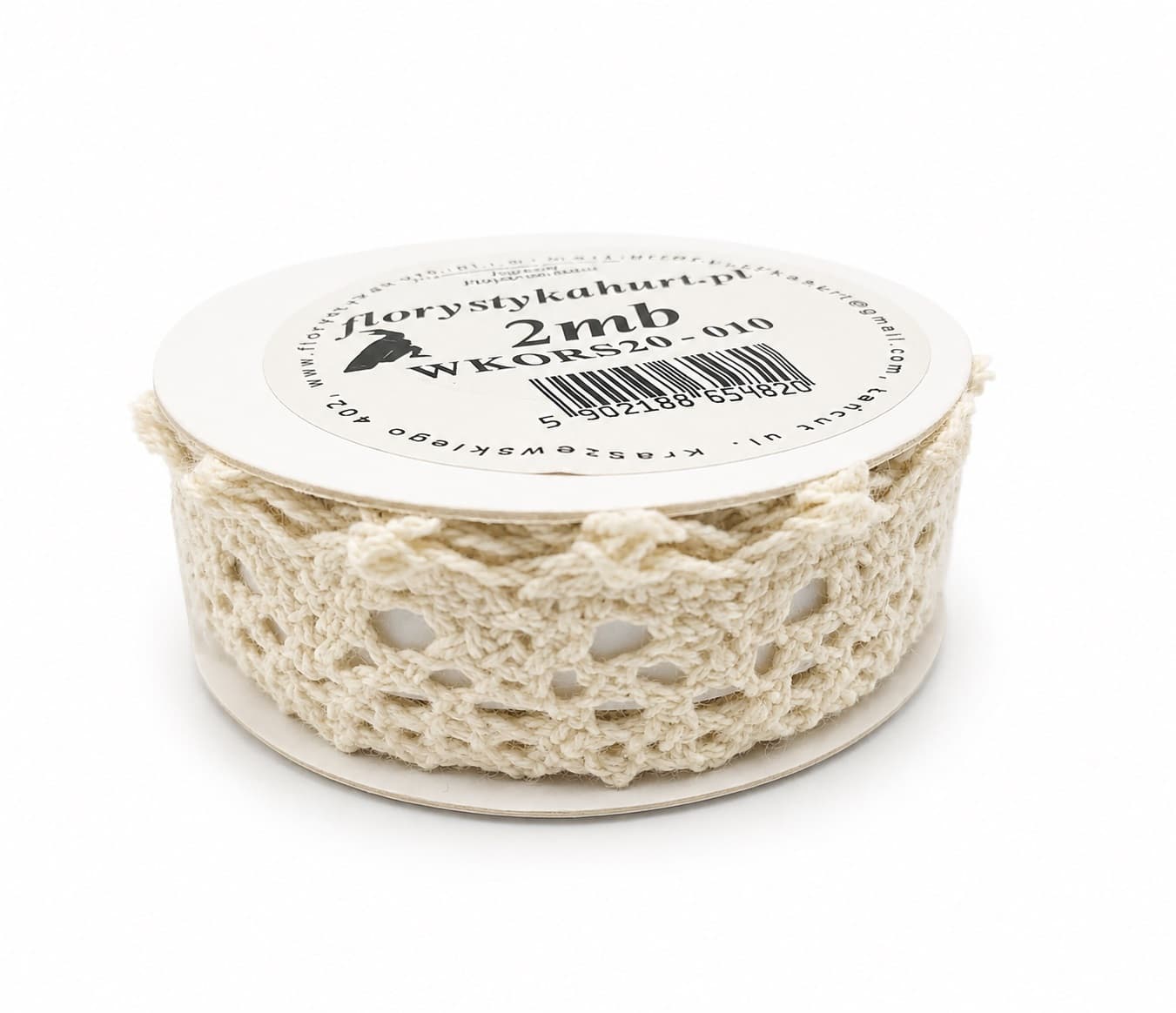 Wstążka koronka samoprzylepna 20mm/2mb, kremowa