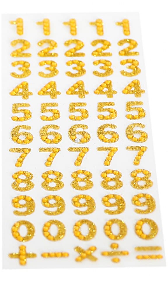 Dżety samoprzylepne cyfry złote 1-9, 1kpl.