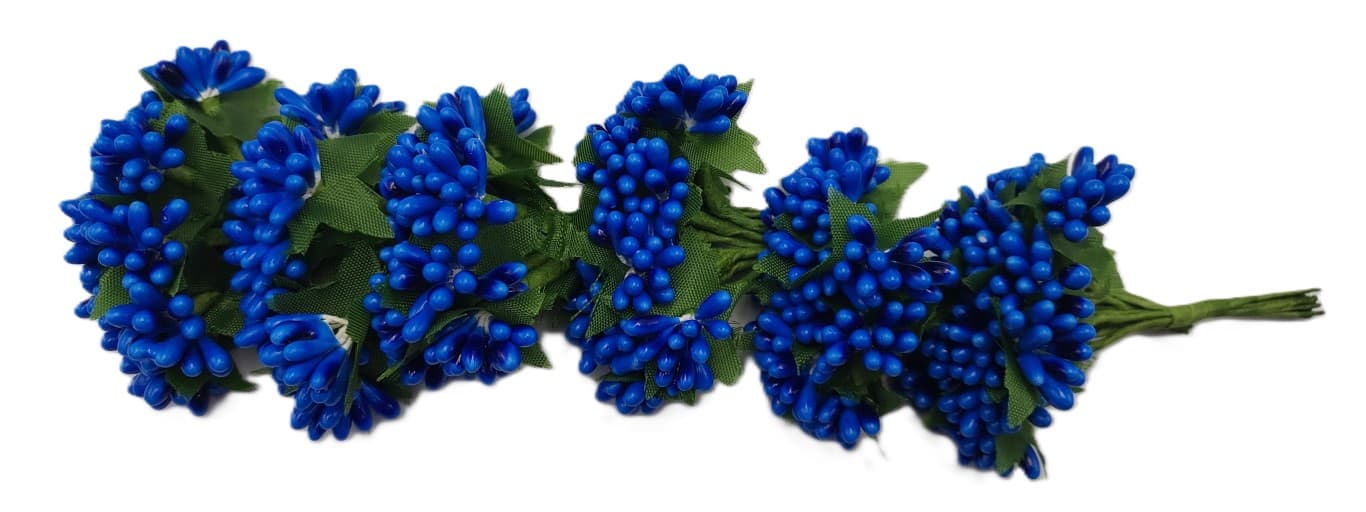 Pręciki na drucie ryż śr.2cm/6x12szt, chabrowe