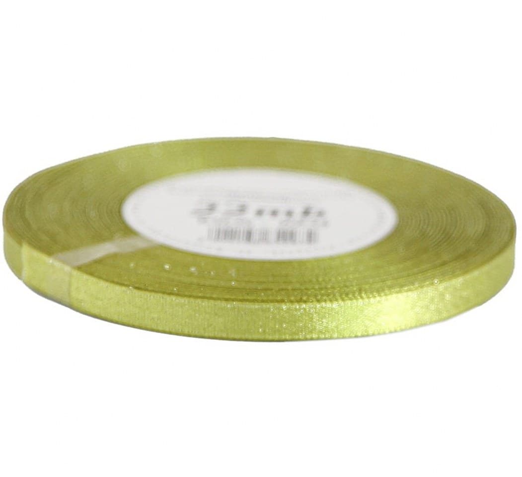 Wstążka satynowa z brokatem 6mm/22mb, oliwka jasna