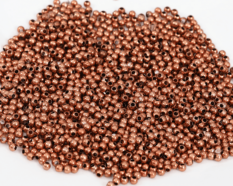 Koraliki perełki metalizowane śr.3mm/25g miedziane