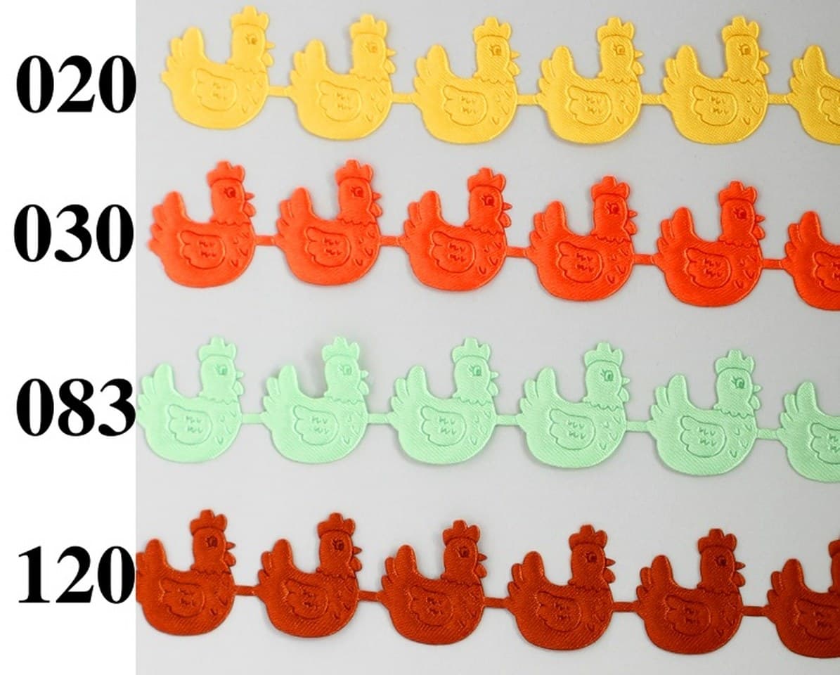 Aplikacje atłasowe kura 20x25mm, 38szt, seledynowe