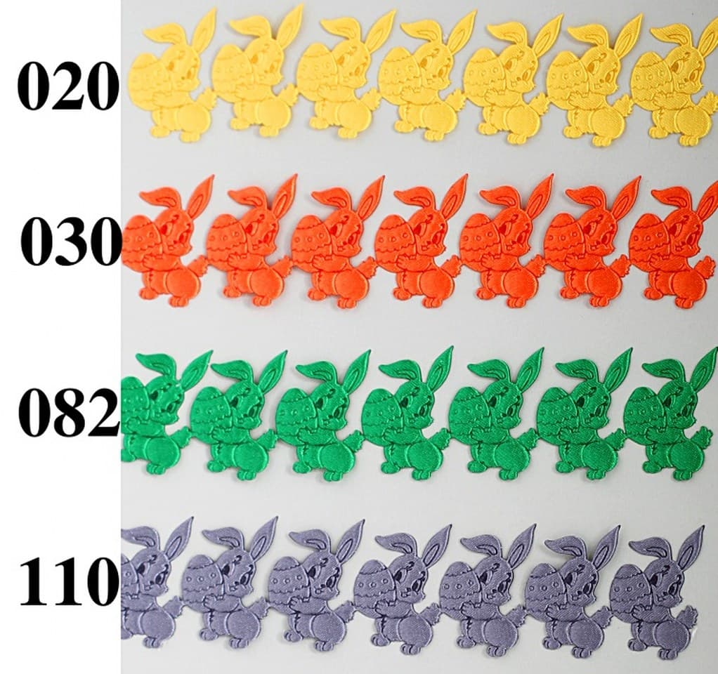 Aplikacje zając z jajem 20x35mm, 44szt, żółty