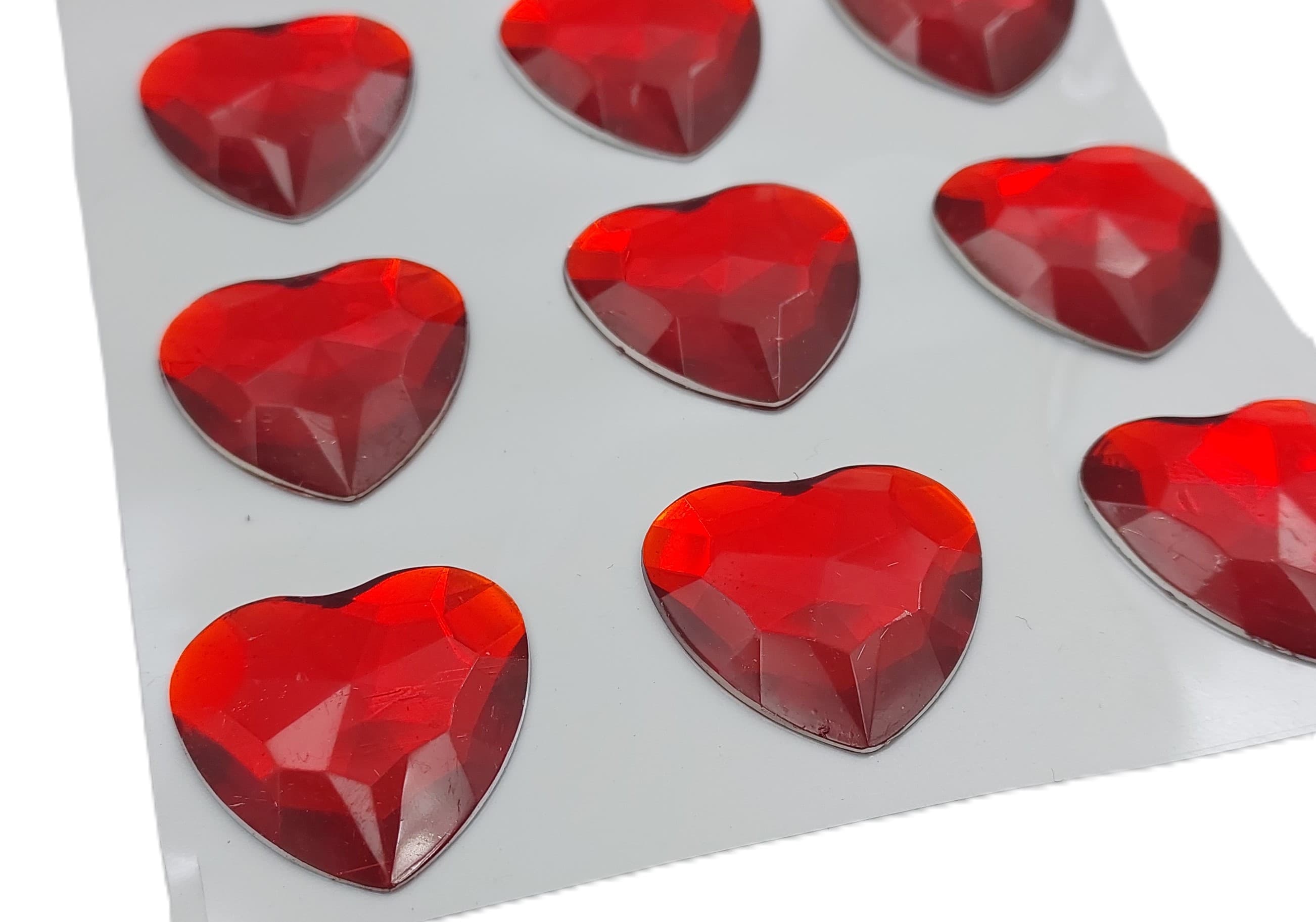 Dżety samoprzylepne serca 20x20mm/15szt, czerwone