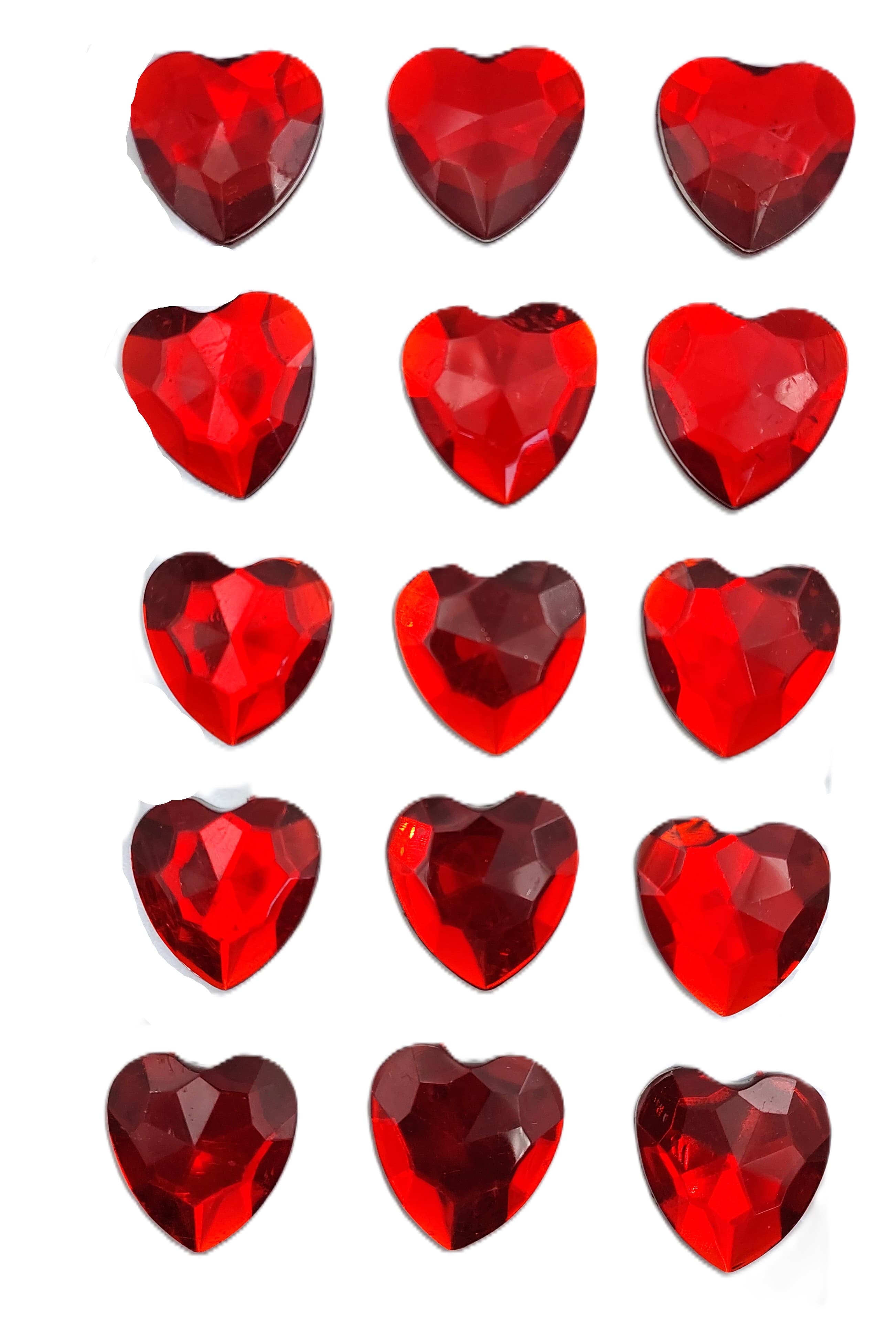 Dżety samoprzylepne serca 20x20mm/15szt, czerwone