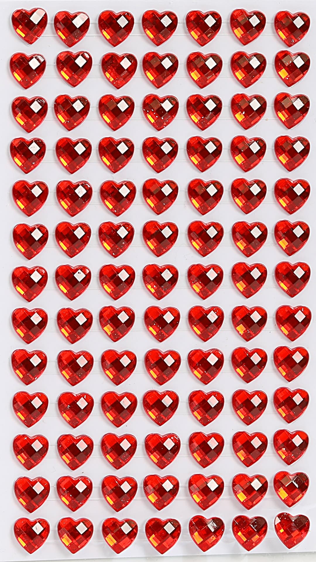 Dżety samoprzylepne serca 9x9mm/91szt, czerwone