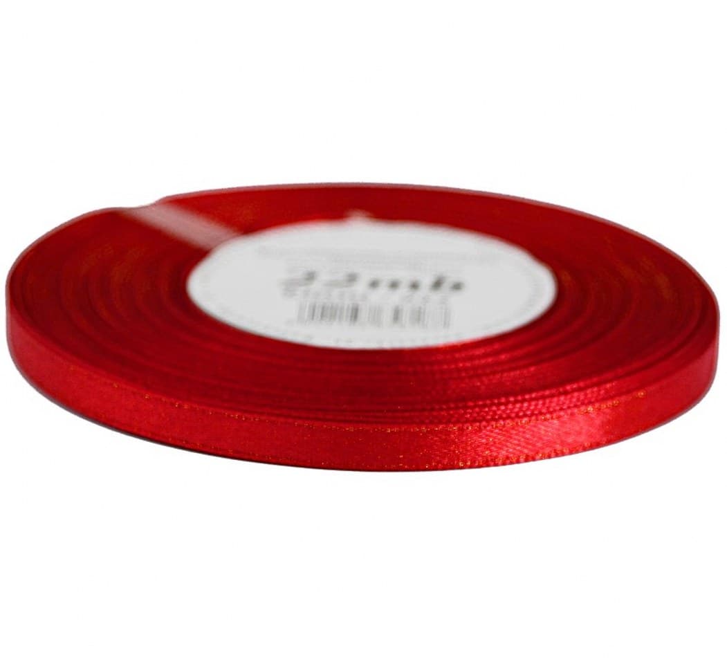 Wstążka satynowa z brokatem 6mm/22mb, c.czerwona