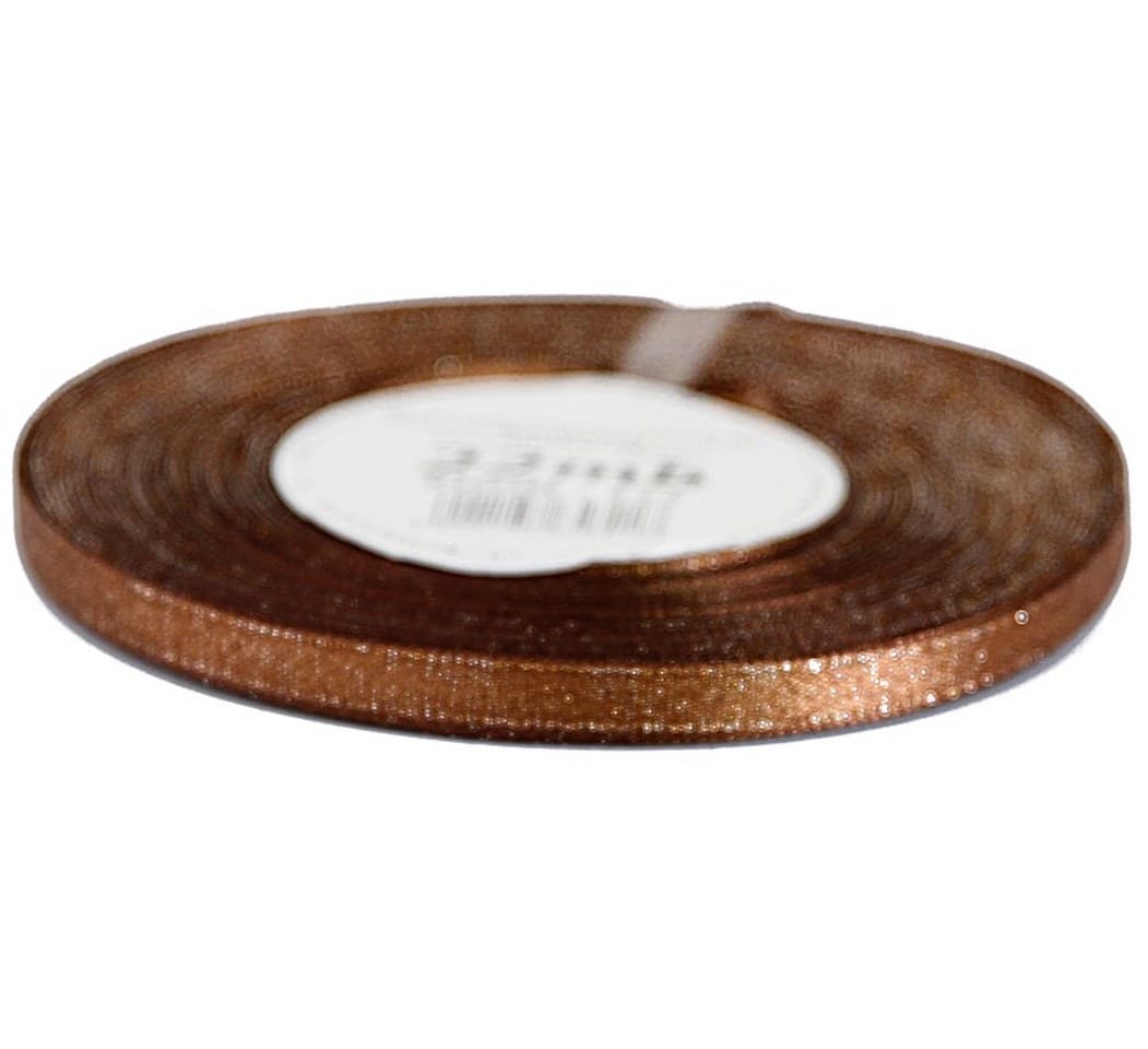 Wstążka satynowa z brokatem 6mm/22mb, c. brązowa