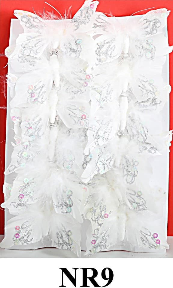 Sztuczne białe motyle szer. 8cm, 12szt.