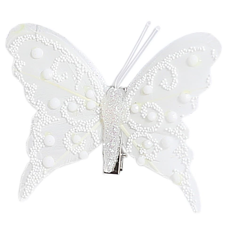 Sztuczne białe motyle szer. 8cm, 12szt.