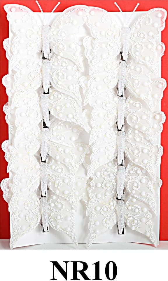 Sztuczne białe motyle szer. 8cm, 12szt.