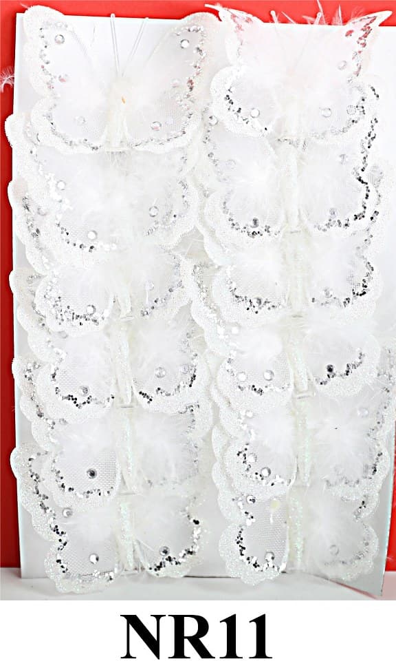 Sztuczne białe motyle szer. 8cm, 12szt.