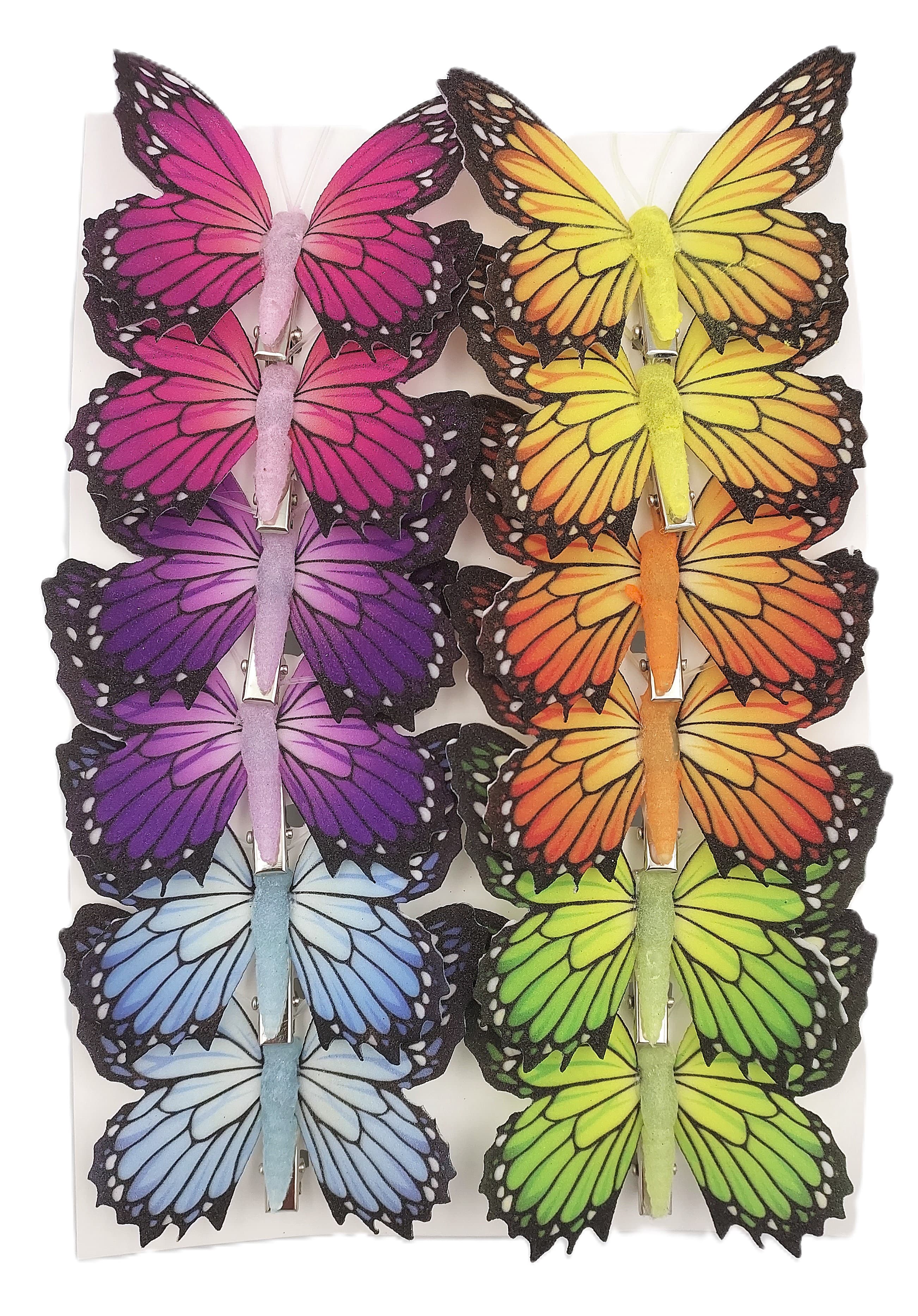Sztuczne kolorowe motyle szer. 7cm, 12szt.