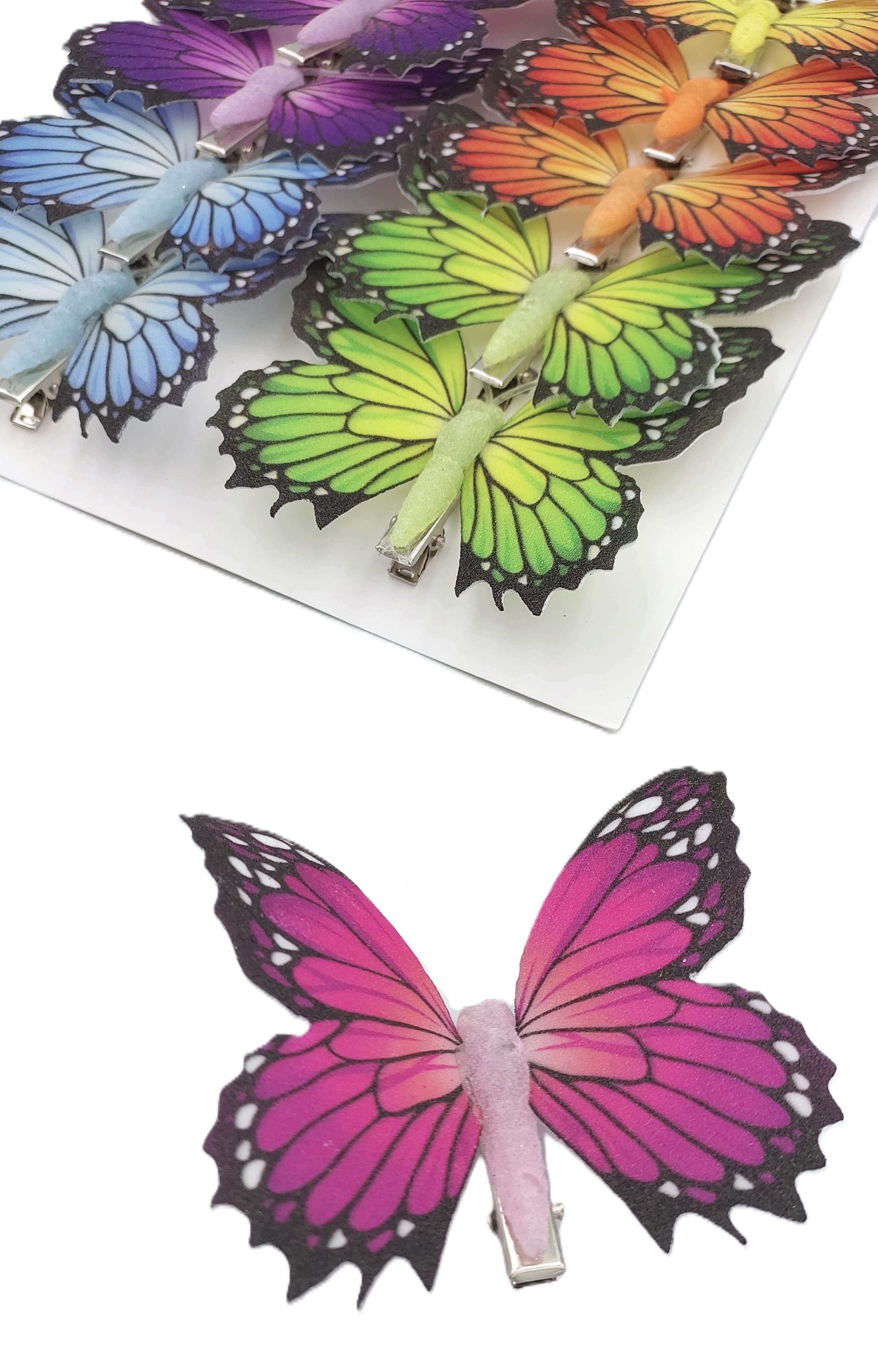 Sztuczne kolorowe motyle szer. 7cm, 12szt.