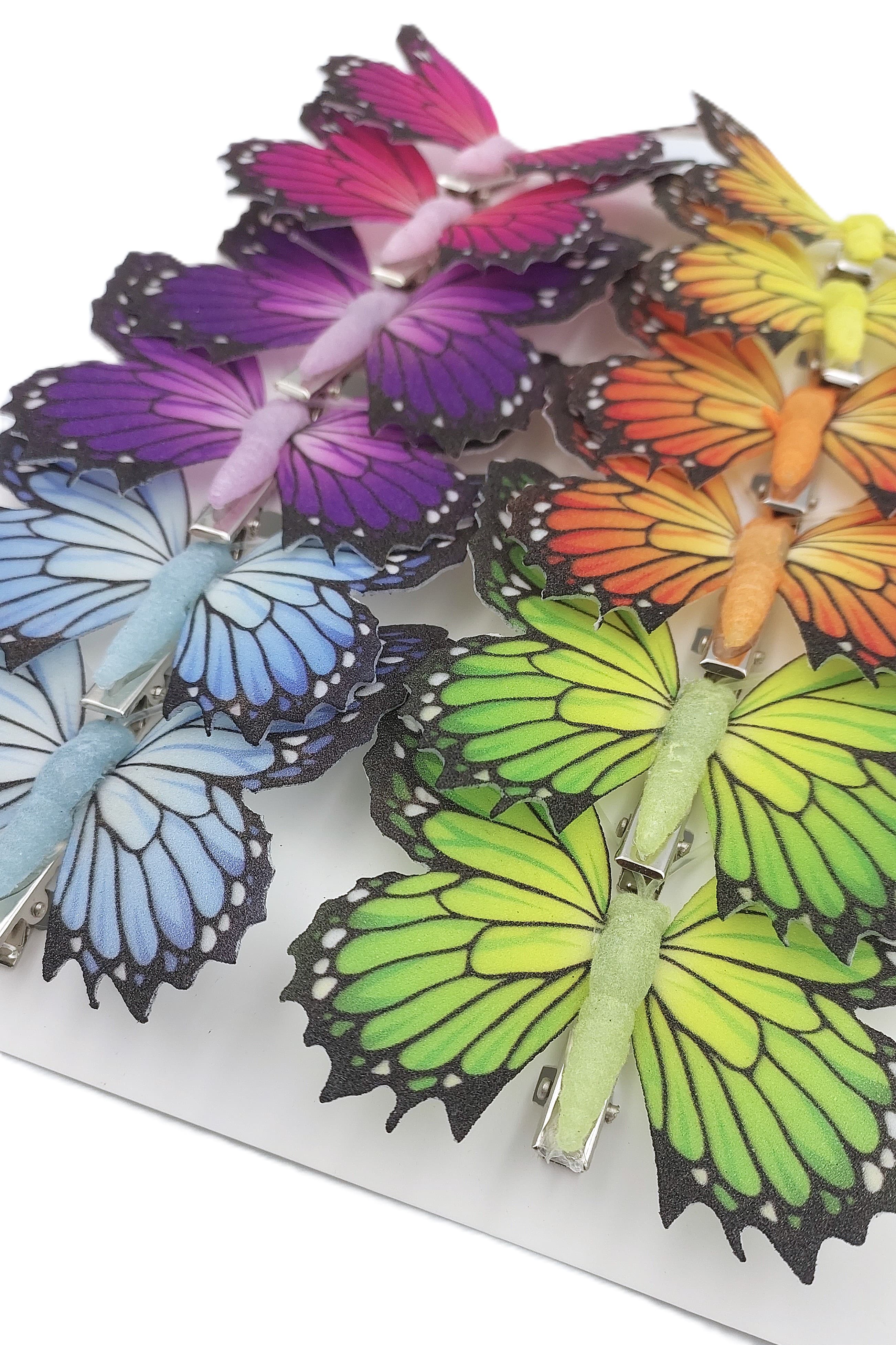 Sztuczne kolorowe motyle szer. 7cm, 12szt.