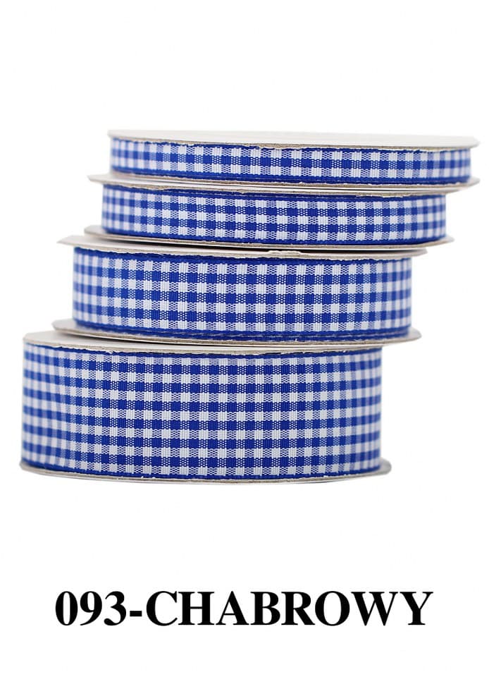 Wstążka materiałowa w kratkę 6mm/9mb, chabrowa