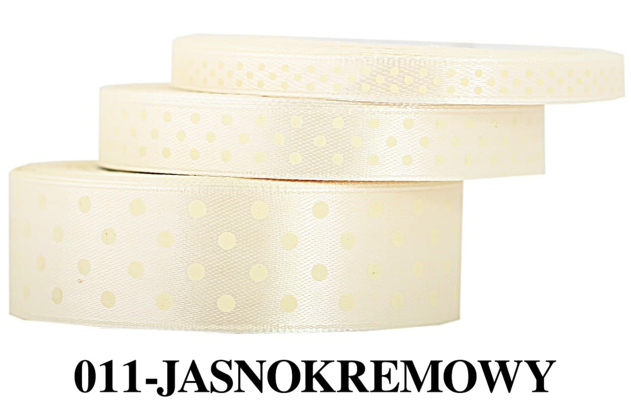 Wstążka satynowa w kropki kremowe, 25mm/22mb 