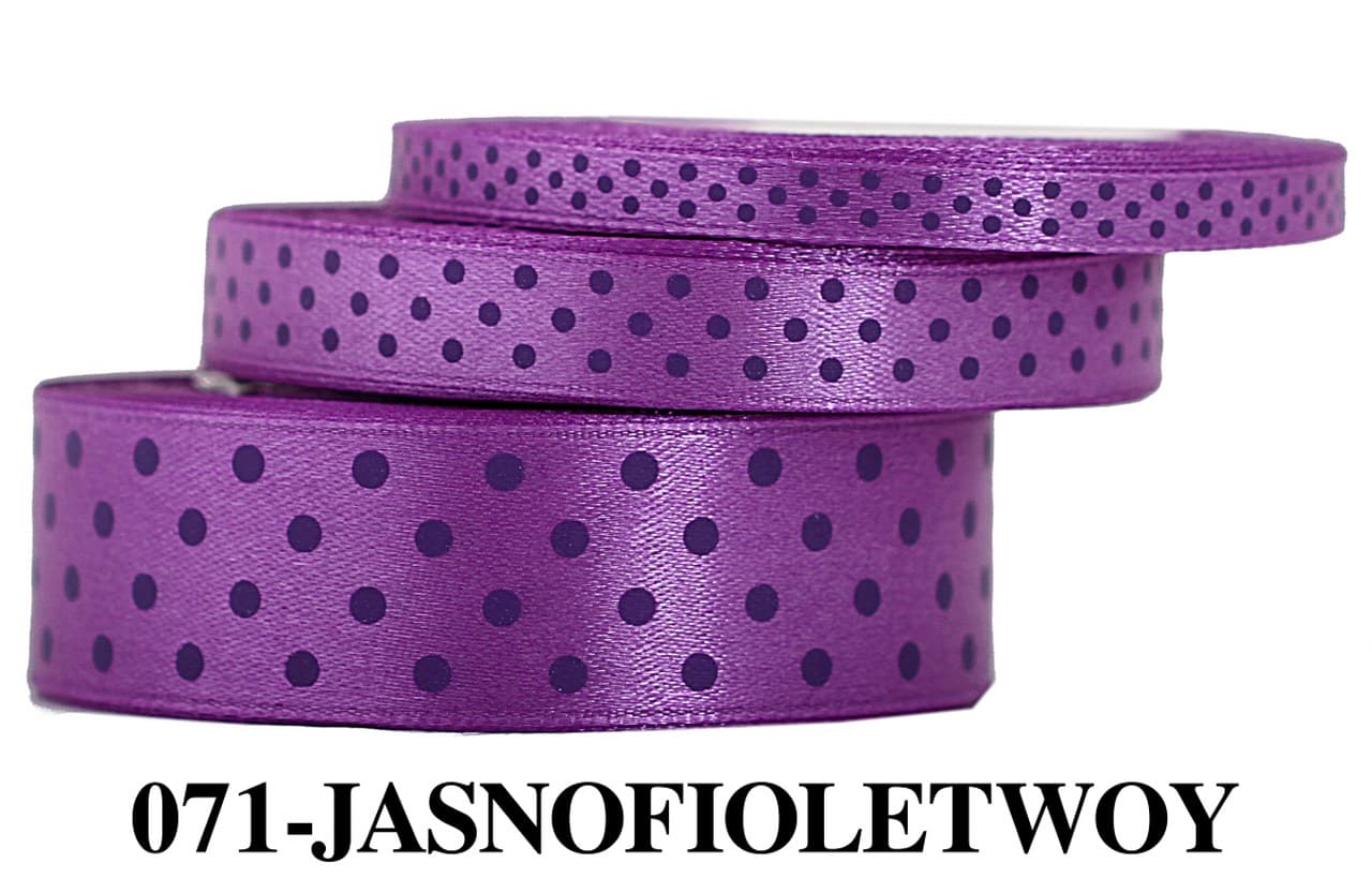 Wstążka satynowa w kropki fioletowe, 25mm/22mb 