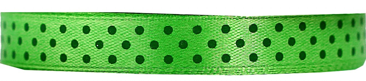 Wstążka satynowa w kropki zielone, 12mm/22mb 