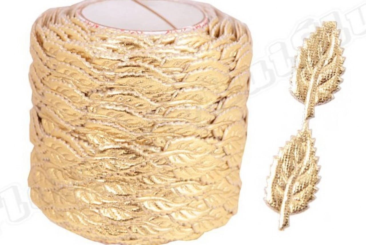 Aplikacje listek mały metal. złoty. 1mb