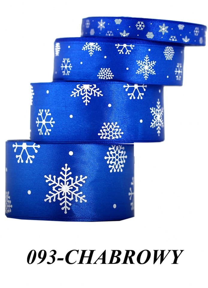 Wstążka satynowa śnieżynki, 50mm/22mb, chabrowa