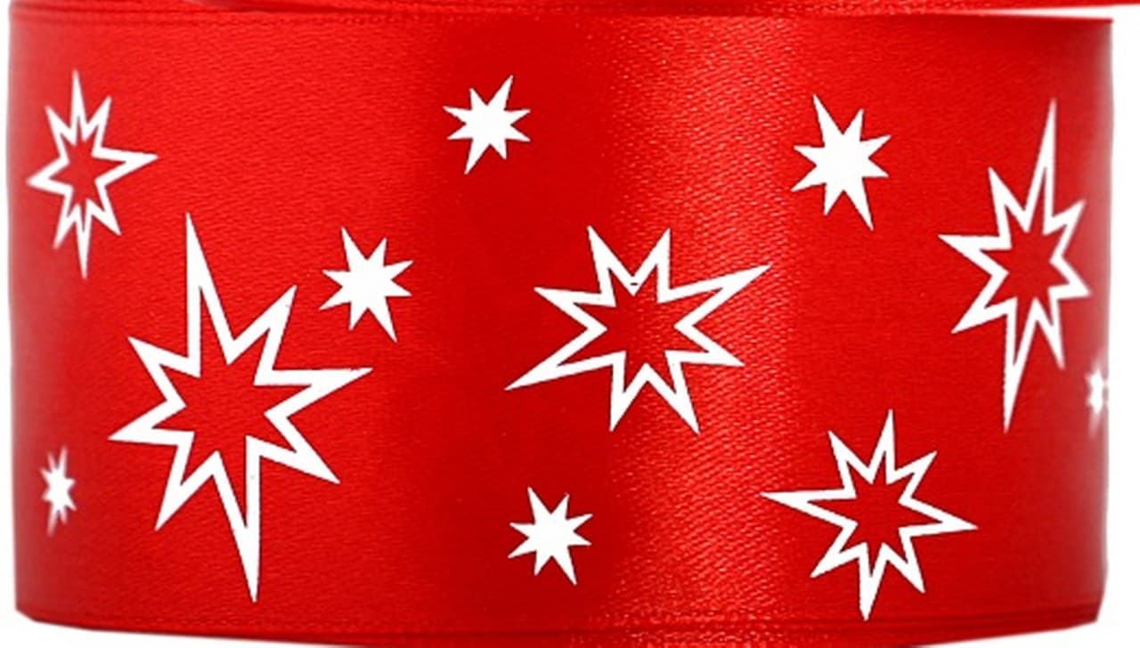 Wstążka satynowa gwiazdki, 50mm/22mb, czerwona